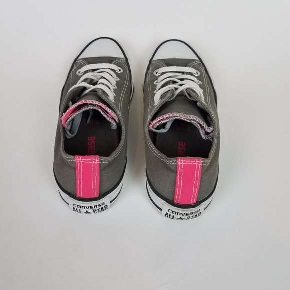 Converse Chuck Taylor All Star Low Top Gray Hot Pink Lace Up Canvas Sneakers - Picture 5 of 12